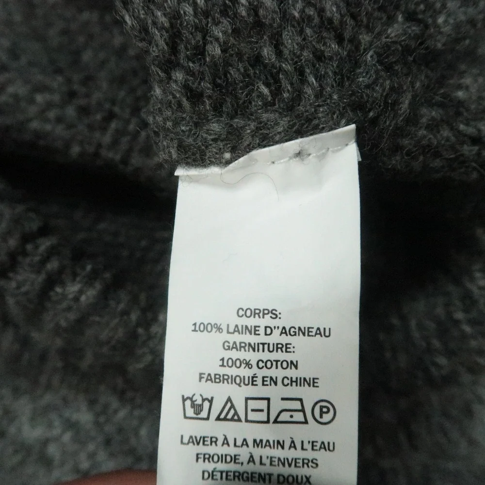 LL Bean Sweater Mens Large‎ Tall Gray Lambs Wool Quarter Zip Pockets Pullover